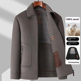 Duck Down Liner Lapel Pure Wool Jacket - WOMONA.COM