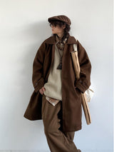 Japanese-style Retro Brown Woolen Coat - WOMONA.COM