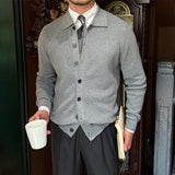 Slim Men's Wool Knit Cardigan Vintage - WOMONA.COM