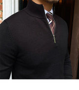 Men's Stand-up Collar Zipper Knit Long-sleeved Sweater - WOMONA.COM