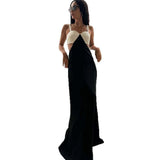 Color Contrast Patchwork Suspender Dress