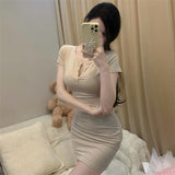 Small V-neck Pure Desire Skinny Sheath Dress Women
