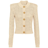 Round Neck Hollow Out Knitwear Dress - WOMONA.COM