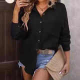 Women's Drop Shoulder Champray Long Sleeve Shirt - WOMONA.COM