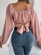 Waist Chiffon Shirt Midriff-baring Top - WOMONA.COM