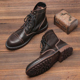 First Layer Calfskin Workwear Martin Boots - WOMONA.COM