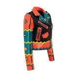 Personalized Graffiti Print Motorcycle Leather Jacket - WOMONA.COM