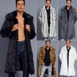 Men's Overcoat Faux Fur Coat Long Trench Coat - WOMONA.COM