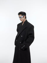 Three Dimensional Deconstruction Shoulder Pad Woolen Long Coat - WOMONA.COM