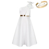 New Fashion Oblique Shoulder Bow Party Dress - WOMONA.COM