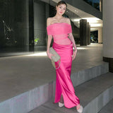 See-through Stitching Off-shoulder Dress