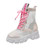 Cross Strap Thick Sole Outside Wear Solid Color Doc Martens Boots For Women - WOMONA.COM