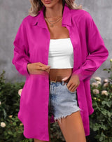 Fashion Loose Candy Color Long Sleeve Shirt Top - WOMONA.COM