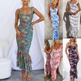 Women's Fashion Printed Casual Sling Dress - WOMONA.COM