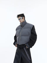 Solid Color Short Standing Collar Cotton Suit - WOMONA.COM