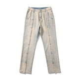 Straight Mop Motorcycle Stitching Jeans Men