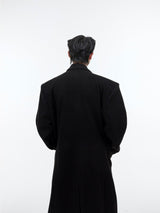 Three Dimensional Deconstruction Shoulder Pad Woolen Long Coat - WOMONA.COM