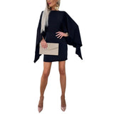 Women's Fashion New Satin Bat Sleeve Dress - WOMONA.COM