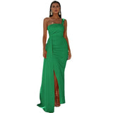 One-shoulder Off-neck Prom Party Slit Evening Dress - WOMONA.COM