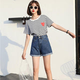 High Waisted Smoked Gray Denim Shorts For Women - WOMONA.COM