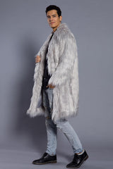 Men's Overcoat Faux Fur Coat Long Trench Coat - WOMONA.COM