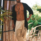 Men's Beach Sun Protection Casual Printed Shirt Fashion Cloak Coat - WOMONA.COM