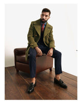 Men's Medium Length Long Sleeved Woolen Coat - WOMONA.COM