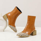 Pointed Thick Heel Zipper Martin Boots - WOMONA.COM