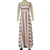Fashion Striped Printed Simple Comfortable Sling Long Dress - WOMONA.COM