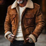 Men's Coat Top Lambswool Lapel Zip Jacket - WOMONA.COM