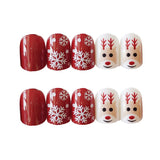 Artificial Christmas Snowflake Elk Cartoon Design Fake Nails Manicure - WOMONA.COM