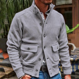 Jacket Men's Stand Collar Solid Color Top - WOMONA.COM