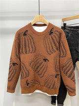 Color Matching Jacquard Crew-neck Sweater Man - WOMONA.COM