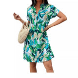 Elegant Graceful Printed Batwing Sleeve Dress