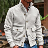 Jacket Men's Stand Collar Solid Color Top - WOMONA.COM