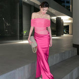 See-through Stitching Off-shoulder Dress