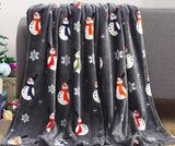 Christmas Elk Snowman Santa Claus Print Blanket Winter