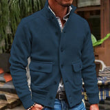 Jacket Men's Stand Collar Solid Color Top - WOMONA.COM