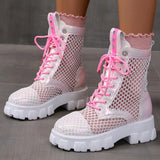 Cross Strap Thick Sole Outside Wear Solid Color Doc Martens Boots For Women - WOMONA.COM