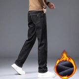 Winter Fleece-lined Thick Jeans Men's