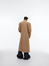 Three Dimensional Deconstruction Shoulder Pad Woolen Long Coat - WOMONA.COM