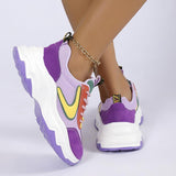 Mixed-color Lace -up Sneakers For Women - WOMONA.COM