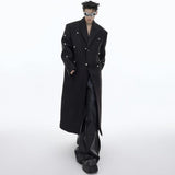 Metal Design Felt Shoulder Pad Fur Coat Jacket - WOMONA.COM