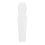 Round Neck Hollow Out Knitwear Dress - WOMONA.COM