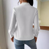 Long Sleeve Design Sense V-neck Loose Top - WOMONA.COM