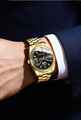 Steel Belt Waterproof Leisure Double Calendar Luminous Watch - WOMONA.COM