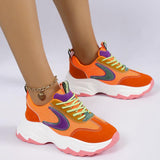 Mixed-color Lace -up Sneakers For Women - WOMONA.COM