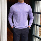 Fleece Semi-turtleneck Slim Knit Vintage - WOMONA.COM