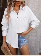 Women's Drop Shoulder Champray Long Sleeve Shirt - WOMONA.COM