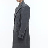 Three Dimensional Deconstruction Shoulder Pad Woolen Long Coat - WOMONA.COM